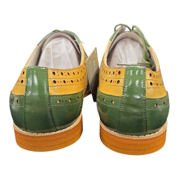 GIOVANNI MEN'S GREEN/SCOTCH LEATHER WING TIP DRESS SHOE. TROY. - Picture 7 of 9